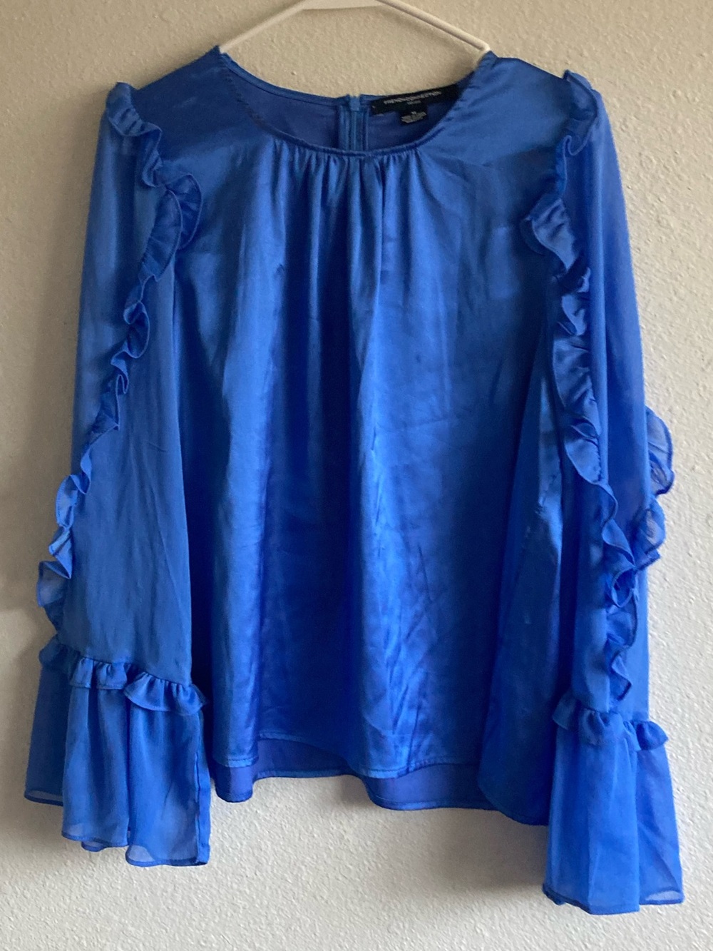 Women’s Royal Blue Ruffle-Sleeve Blouse